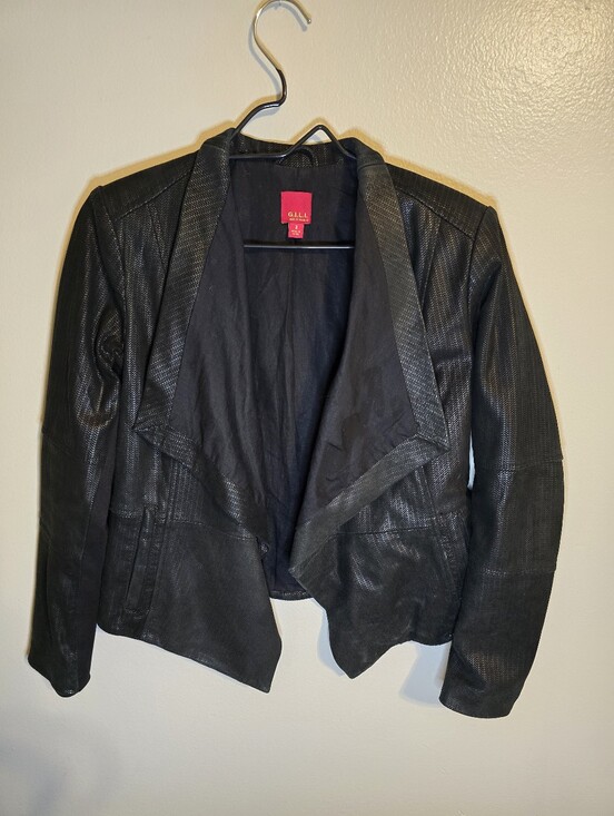 G.I.L.I. Jackets & Blazers - Gilli Black Genuine Leather Draped Jacket